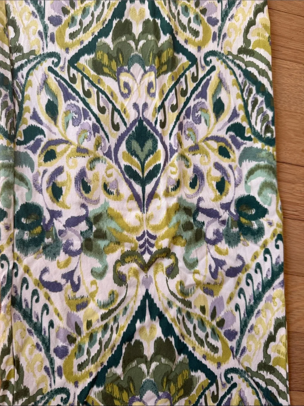 Philosophy Ikat pattern Green & Yellow Pull-On Pants-Petite Med.